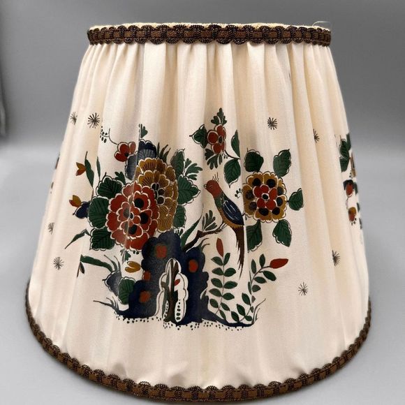 Rare Vintage Royal Delft Hand-Painted Silk Pleated Lamp Shade - Picture 2 of 11